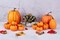 Twelve Different Sizes Large Faux Harvest Pumpkins with Artificial Orange Color for Fall, Thanksgiving, Halloween, and Seasonal Holiday Decoration